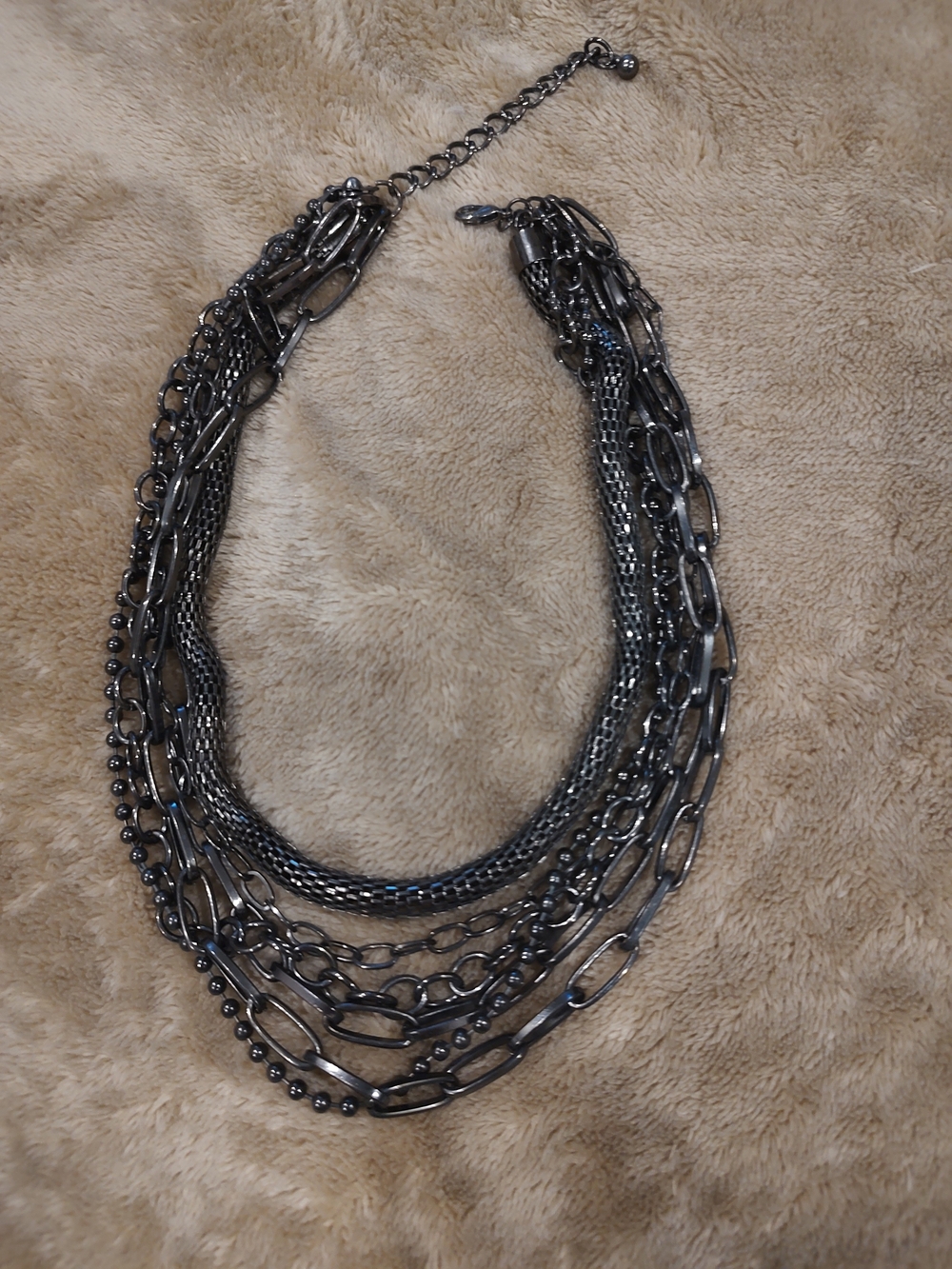 Kenneth Jay Lane Gunmetal Multi-Chain Statement Necklace